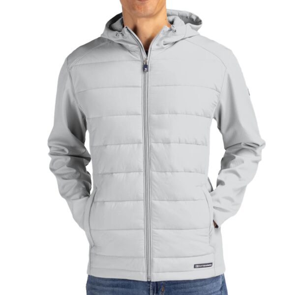 Cutter & Buck Evoke Hybrid Eco Softshell Recycled Full Zip Mens Hooded Jacket Thumbnail